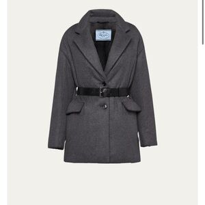 Prada Gray Blazer with Notched Lapel and Tailored Fit